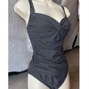Emerald Bay Black Polka Dot PinUp Style Swimsuit 10/12
